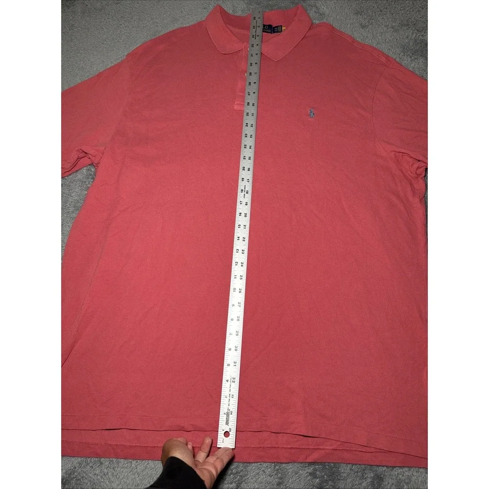 Polo Ralph Lauren Men's Size 3XB Big Salmon Short Sleeve Shirt Blue Pony Polo